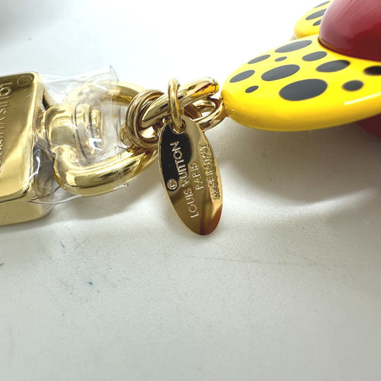 LOUIS VUITTON key ring M01146 Wood yellow Kusama Yayoi Collaboration LV x YK Keychain Vivienne Infinity Dot Women Secondhand Authentic