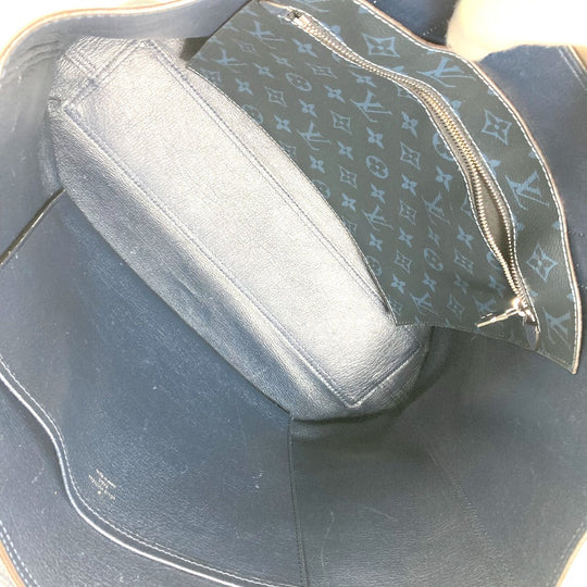LOUIS VUITTON Tote Bag M53240 Taurillon Clemence Leather Navy Hippo Voyage NV mens Used Authentic