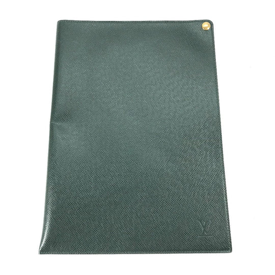 LOUIS VUITTON Note cover E34490 Taiga Leather green Taiga document case file holder document case mens Used Authentic
