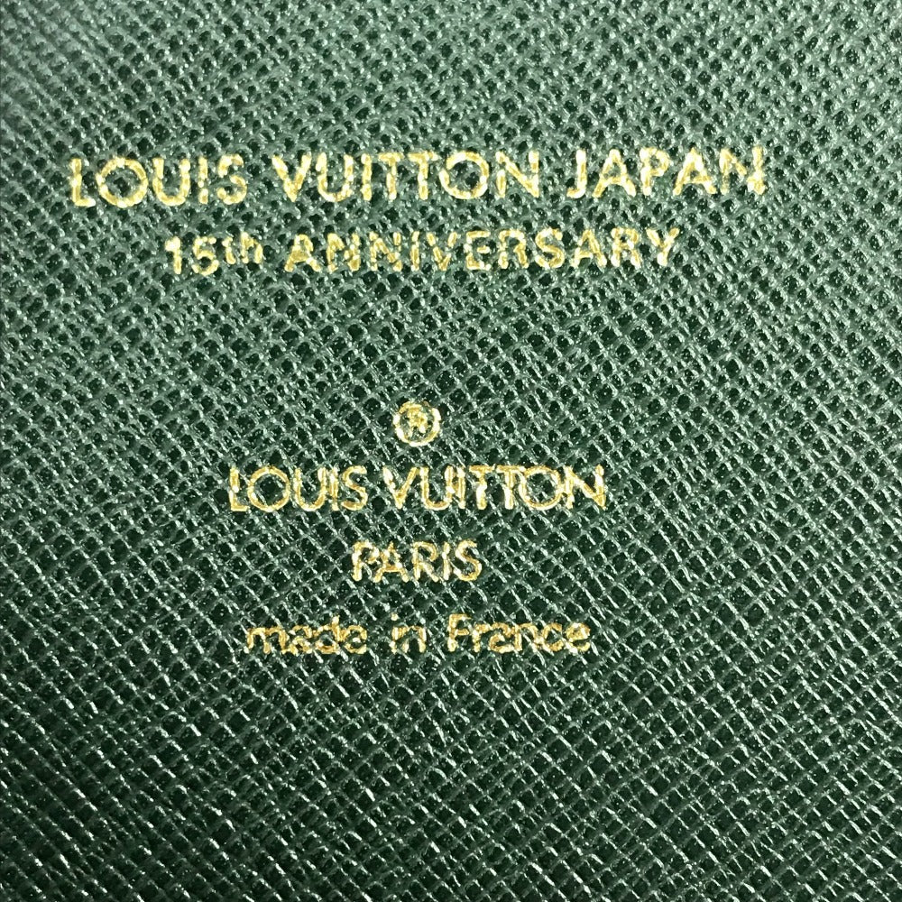LOUIS VUITTON Note cover E34490 Taiga Leather green Taiga document case file holder document case mens Used Authentic