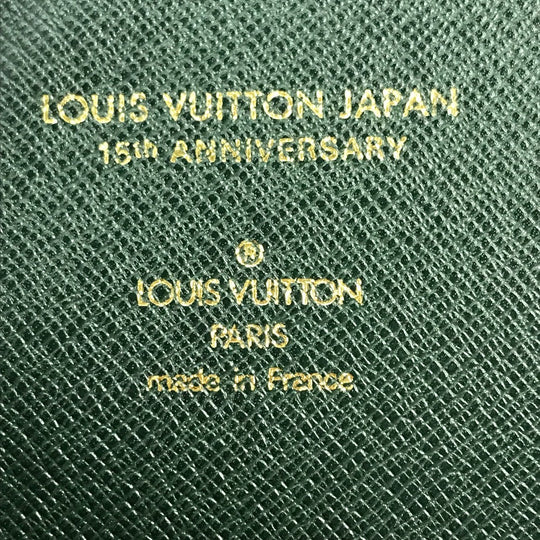 LOUIS VUITTON Note cover E34490 Taiga Leather green Taiga document case file holder document case mens Used Authentic