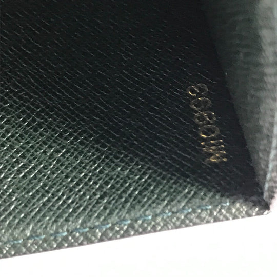 LOUIS VUITTON Note cover E34490 Taiga Leather green Taiga document case file holder document case mens Used Authentic