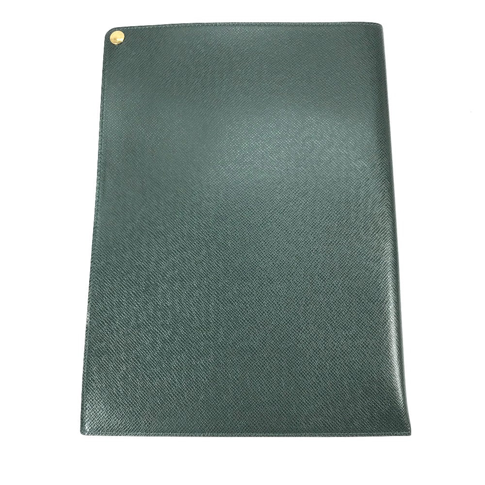 LOUIS VUITTON Note cover E34490 Taiga Leather green Taiga document case file holder document case mens Used Authentic