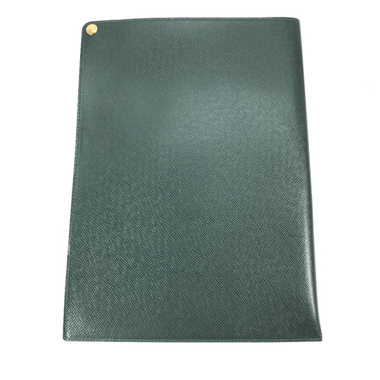 LOUIS VUITTON Note cover E34490 Taiga Leather green Taiga document case file holder document case mens Used Authentic
