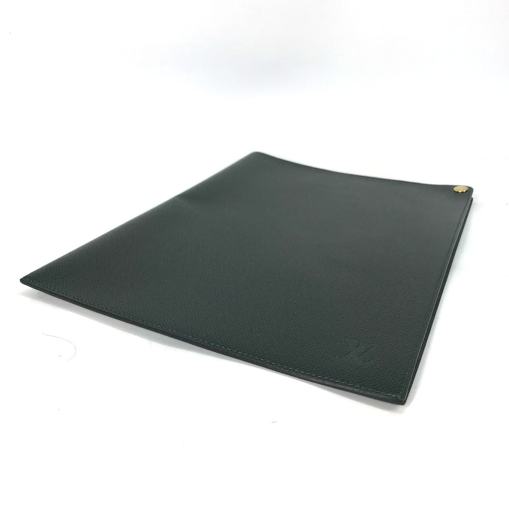 LOUIS VUITTON Note cover E34490 Taiga Leather green Taiga document case file holder document case mens Used Authentic