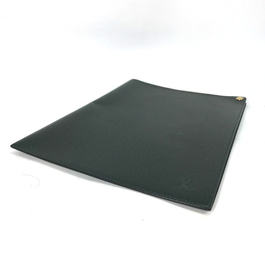 LOUIS VUITTON Note cover E34490 Taiga Leather green Taiga document case file holder document case mens Used Authentic
