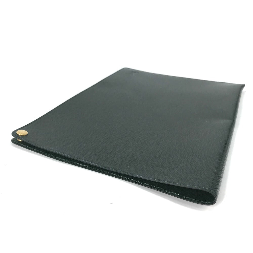 LOUIS VUITTON Note cover E34490 Taiga Leather green Taiga document case file holder document case mens Used Authentic