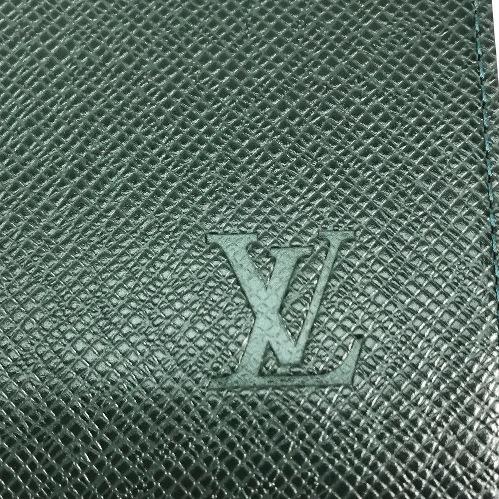 LOUIS VUITTON Note cover E34490 Taiga Leather green Taiga document case file holder document case mens Used Authentic