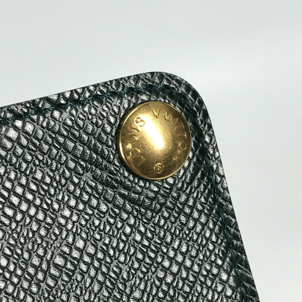 LOUIS VUITTON Note cover E34490 Taiga Leather green Taiga document case file holder document case mens Used Authentic