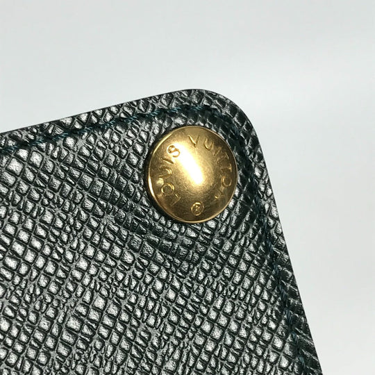 LOUIS VUITTON Note cover E34490 Taiga Leather green Taiga document case file holder document case mens Used Authentic