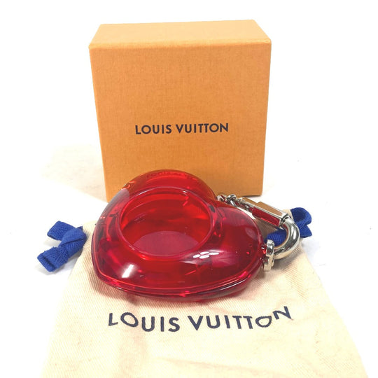 LOUIS VUITTON key ring R17599 plastic Red Carabiner Tambour Horizon Heart Women Used Authentic