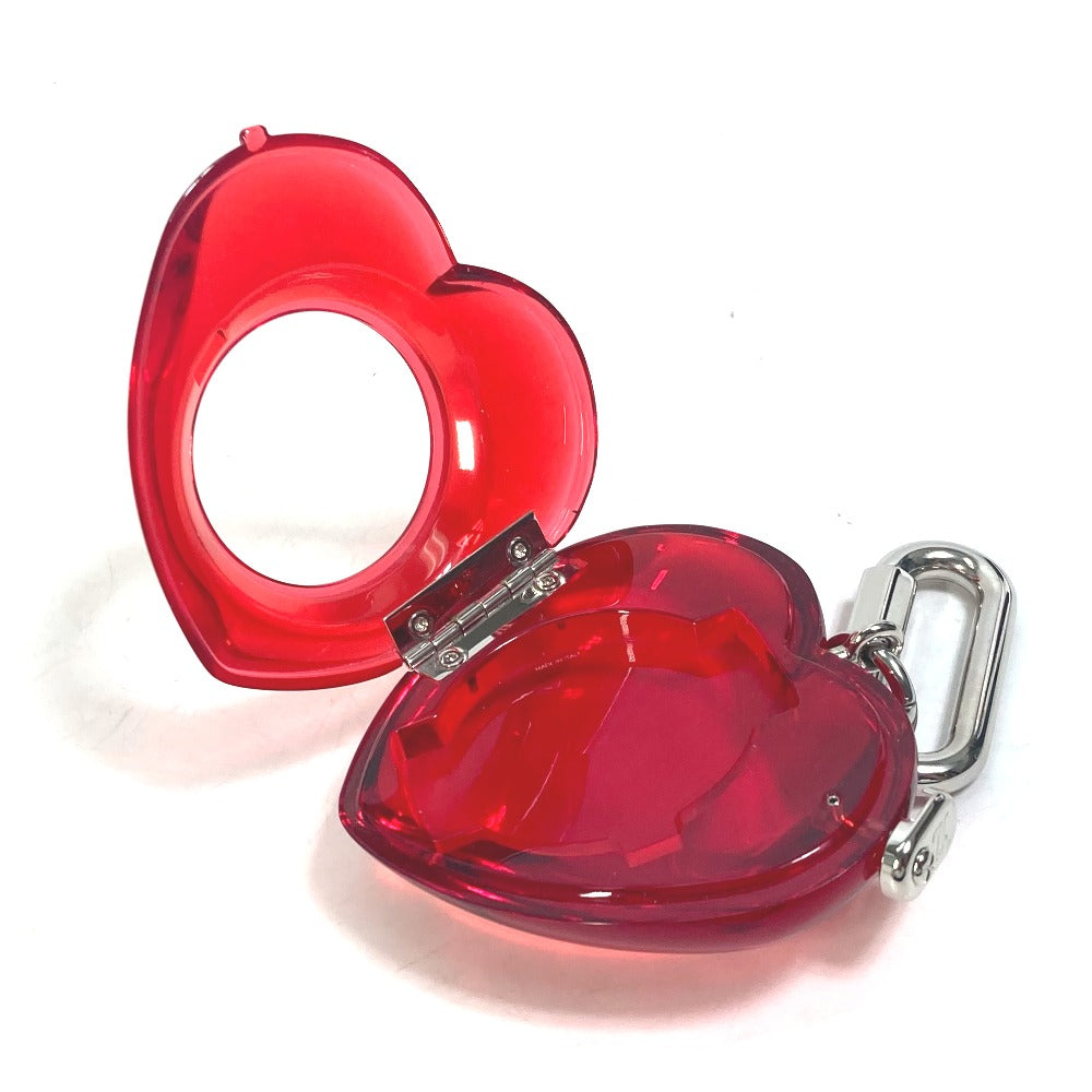 LOUIS VUITTON key ring R17599 plastic Red Carabiner Tambour Horizon Heart Women Used Authentic