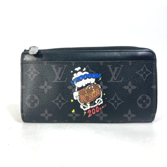 LOUIS VUITTON Long Wallet Purse M80994  Monogram Eclipse Canvas black Monogram Eclipse Zippy Dragonne mens Used Authentic