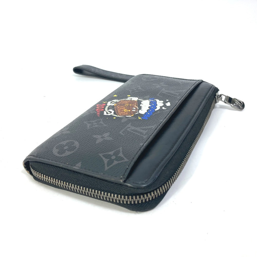 LOUIS VUITTON Long Wallet Purse M80994  Monogram Eclipse Canvas black Monogram Eclipse Zippy Dragonne mens Used Authentic