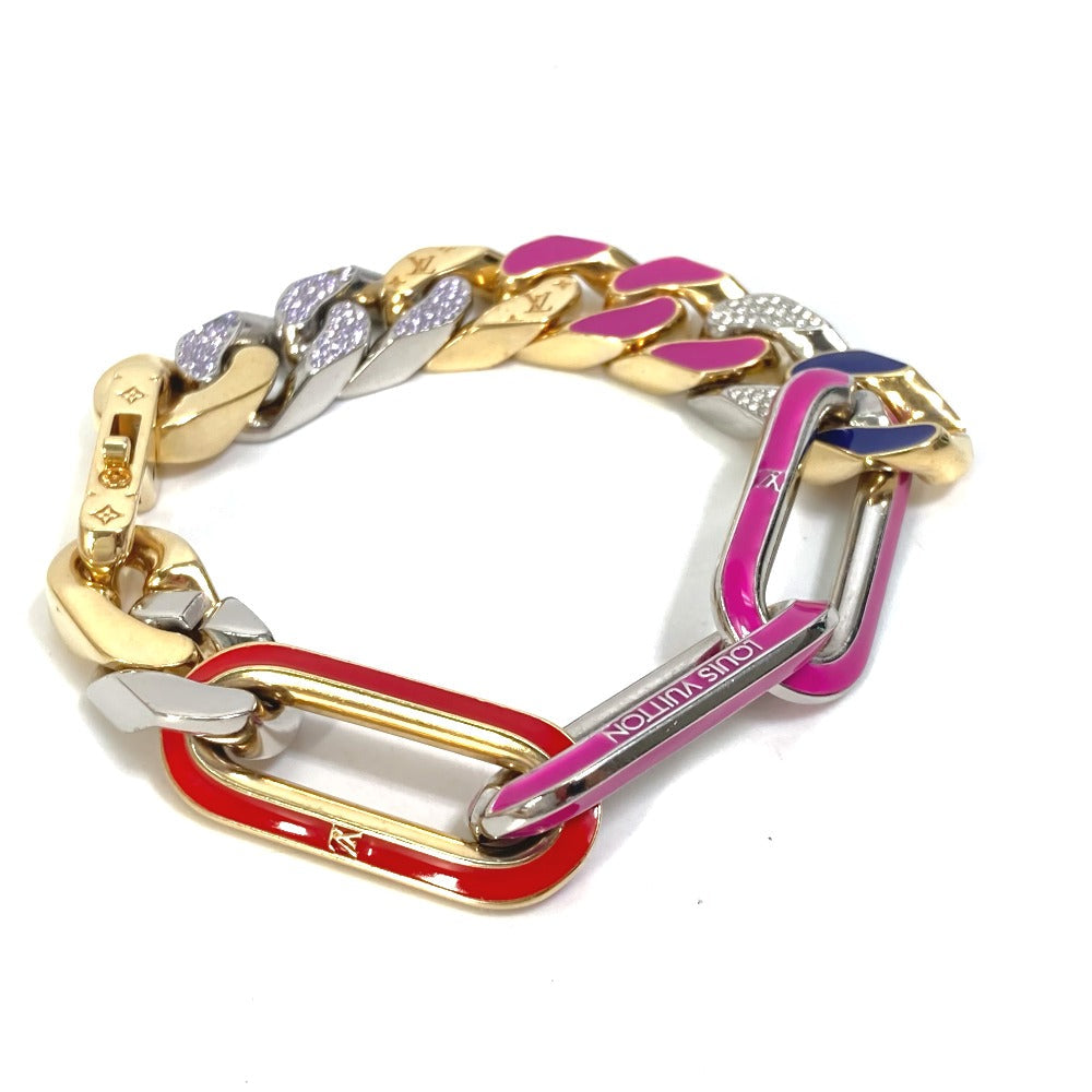 LOUIS VUITTON bracelet MP2968 metal gold accessories rhinestones Brass le LV mix Chain mens Used Authentic