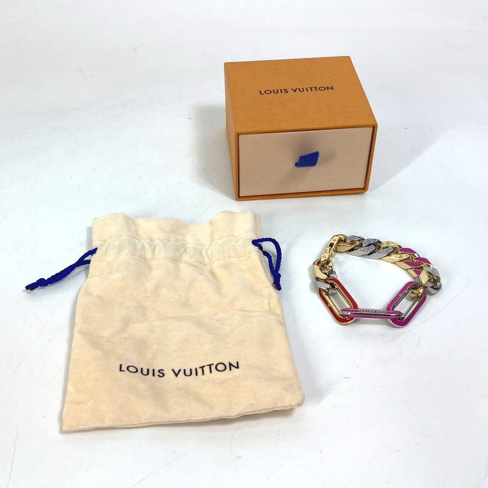 LOUIS VUITTON bracelet MP2968 metal gold accessories rhinestones Brass le LV mix Chain mens Used Authentic
