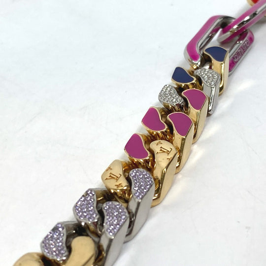 LOUIS VUITTON bracelet MP2968 metal gold accessories rhinestones Brass le LV mix Chain mens Used Authentic