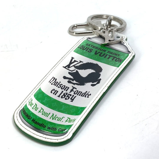 LOUIS VUITTON key ring MP3384 leather green Monogram Portocle LV paint mens Used Authentic