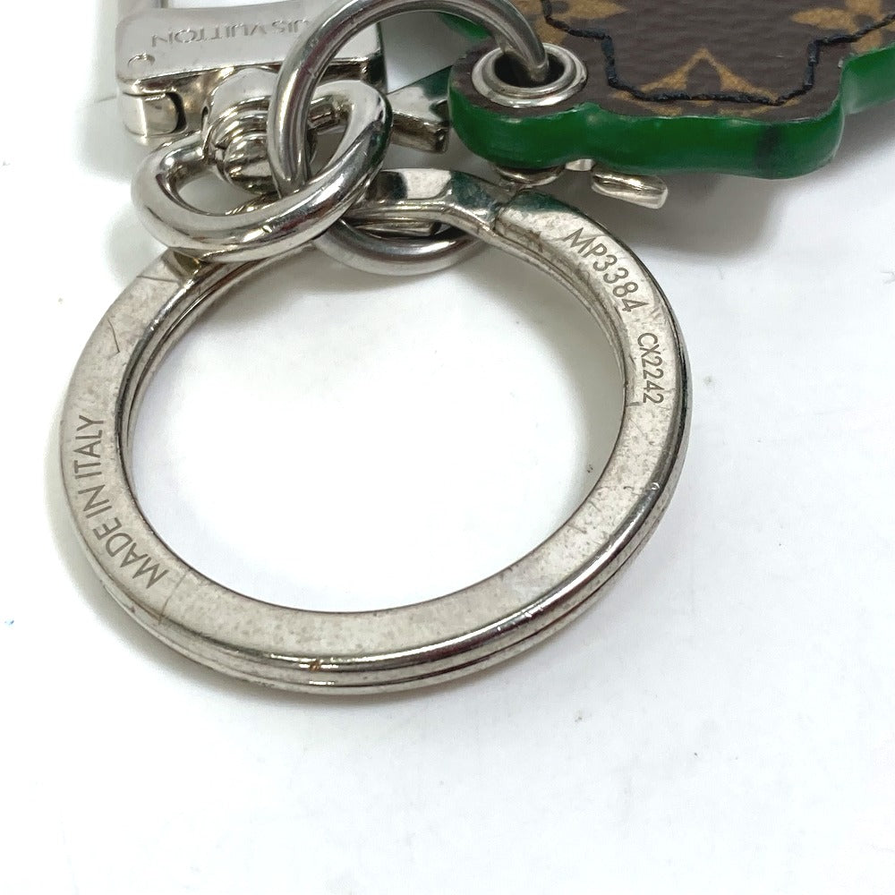 LOUIS VUITTON key ring MP3384 leather green Monogram Portocle LV paint mens Used Authentic
