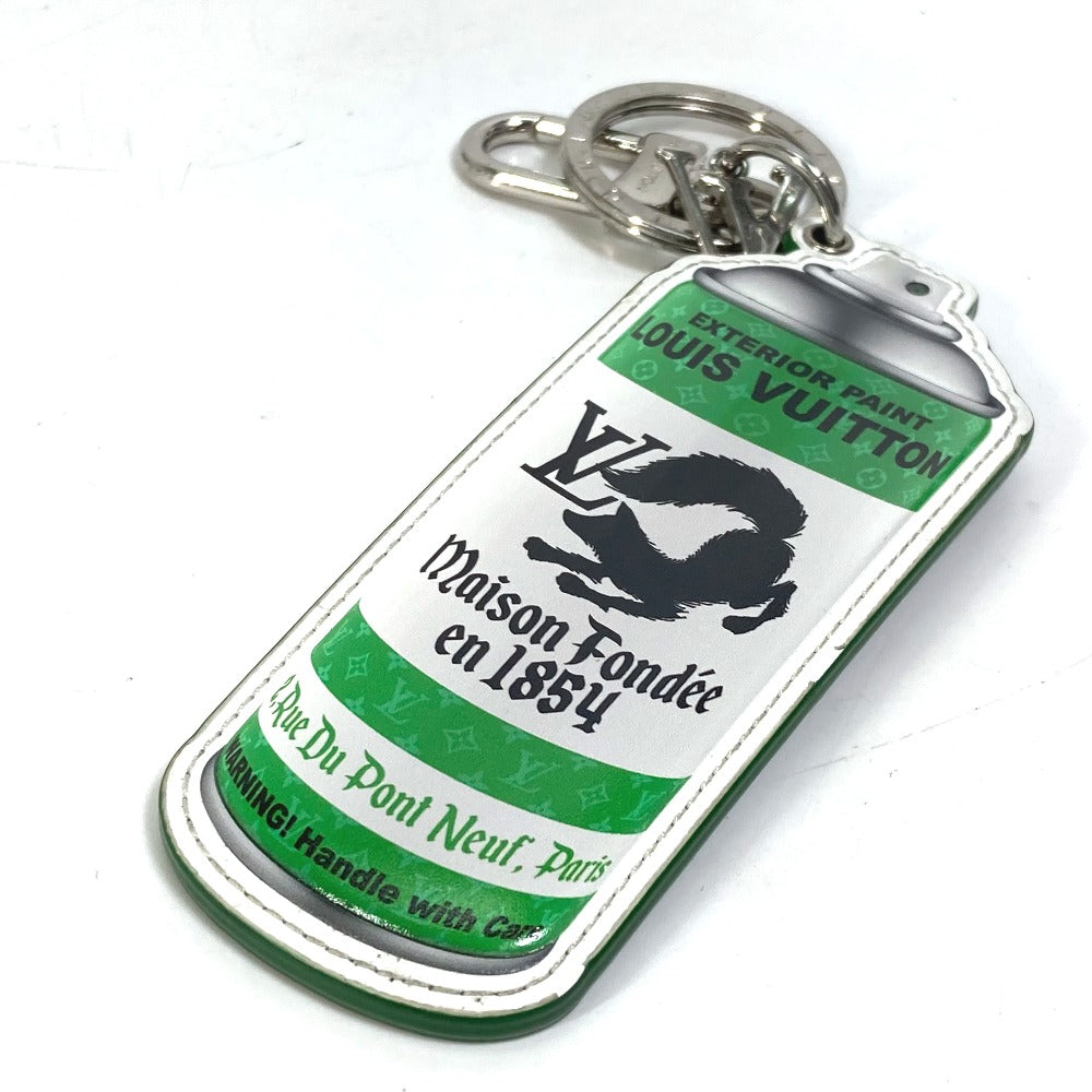 LOUIS VUITTON key ring MP3384 leather green Monogram Portocle LV paint mens Used Authentic