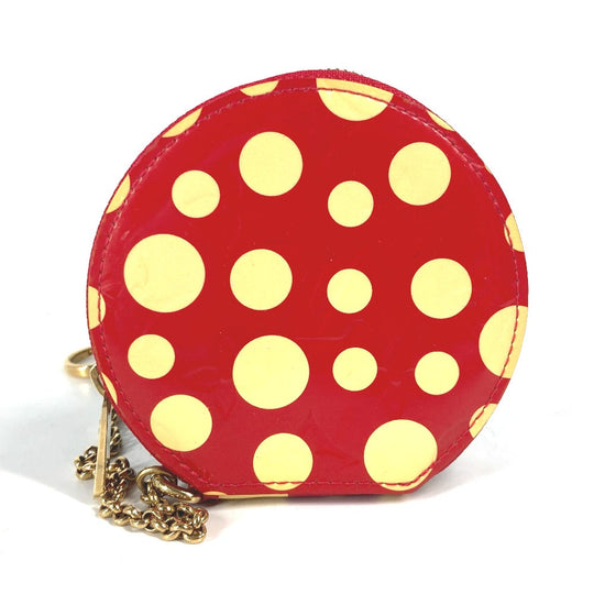 LOUIS VUITTON Coin case M91570 Patent leather Red Yayoi Kusama collaboration dot polka dot Portomone Chapeau Women Used Authentic