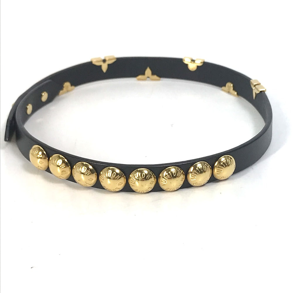LOUIS VUITTON bracelet M6557F leather black Double bracelet Bracelet Daily Monogram Studs Women 17 Used Authentic