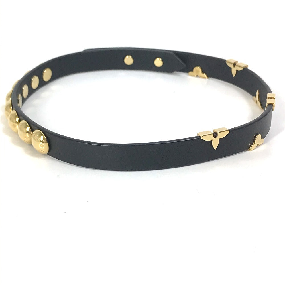 LOUIS VUITTON bracelet M6557F leather black Double bracelet Bracelet Daily Monogram Studs Women 17 Used Authentic