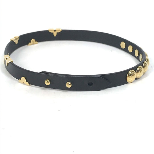 LOUIS VUITTON bracelet M6557F leather black Double bracelet Bracelet Daily Monogram Studs Women 17 Used Authentic
