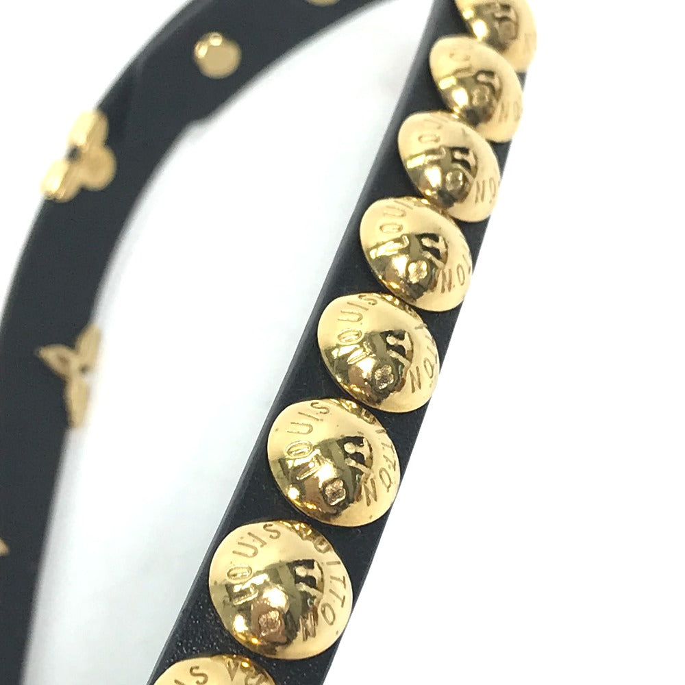 LOUIS VUITTON bracelet M6557F leather black Double bracelet Bracelet Daily Monogram Studs Women 17 Used Authentic