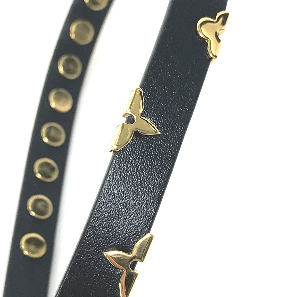 LOUIS VUITTON bracelet M6557F leather black Double bracelet Bracelet Daily Monogram Studs Women 17 Used Authentic