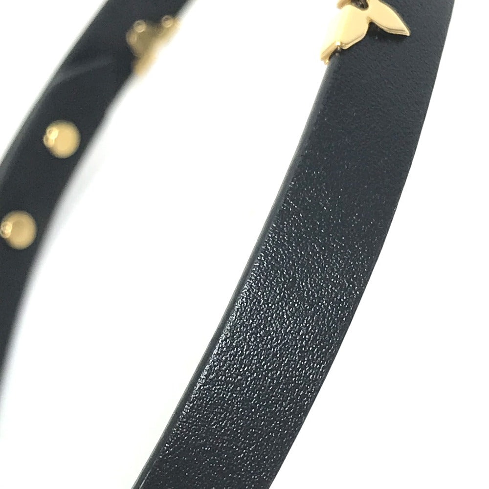 LOUIS VUITTON bracelet M6557F leather black Double bracelet Bracelet Daily Monogram Studs Women 17 Used Authentic