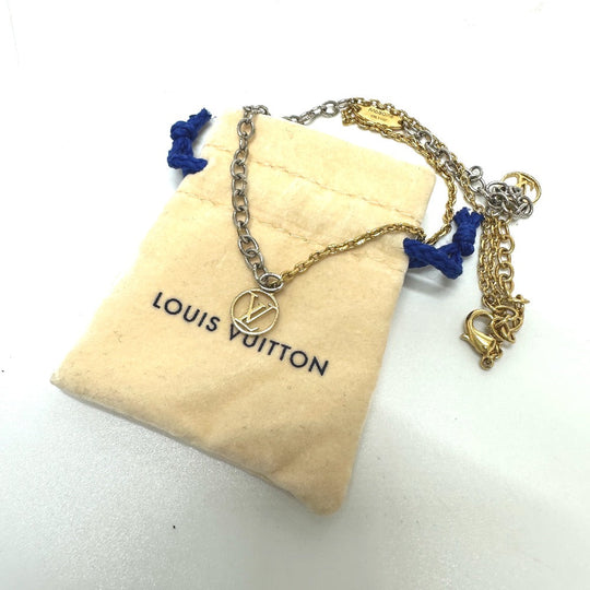 LOUIS VUITTON Necklace M68074 metal gold Necklace Logomania Women Used Authentic