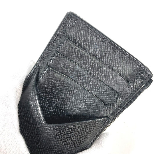 LOUIS VUITTON Coin case M62914 Taiga Leather black Taiga Coin card holder mens Used Authentic