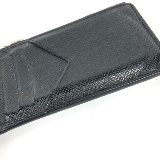 LOUIS VUITTON Coin case M62914 Taiga Leather black Taiga Coin card holder mens Used Authentic