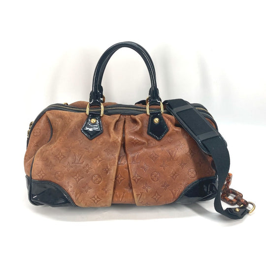 LOUIS VUITTON Boston Duffel bag M95299 Leather / patent leather Brown Monogram emboss Stephen Women Used Authentic