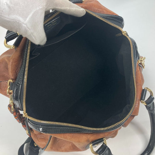 LOUIS VUITTON Boston Duffel bag M95299 Leather / patent leather Brown Monogram emboss Stephen Women Used Authentic