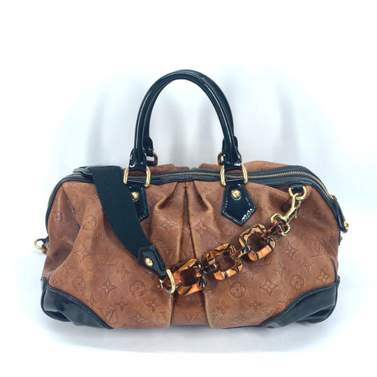 LOUIS VUITTON Boston Duffel bag M95299 Leather / patent leather Brown Monogram emboss Stephen Women Used Authentic