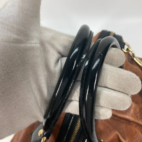 LOUIS VUITTON Boston Duffel bag M95299 Leather / patent leather Brown Monogram emboss Stephen Women Used Authentic