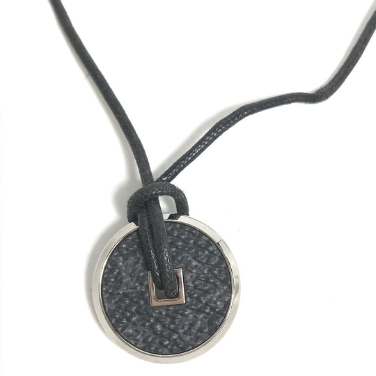 LOUIS VUITTON Necklace M62589 metal Silver Monogram Eclipse Collier Coin Necklace mens Used Authentic