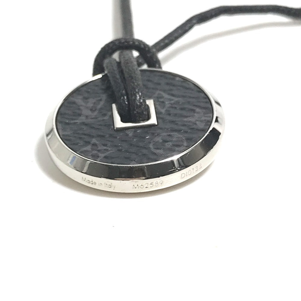 LOUIS VUITTON Necklace M62589 metal Silver Monogram Eclipse Collier Coin Necklace mens Used Authentic