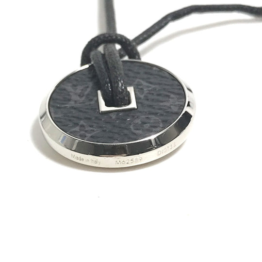 LOUIS VUITTON Necklace M62589 metal Silver Monogram Eclipse Collier Coin Necklace mens Used Authentic