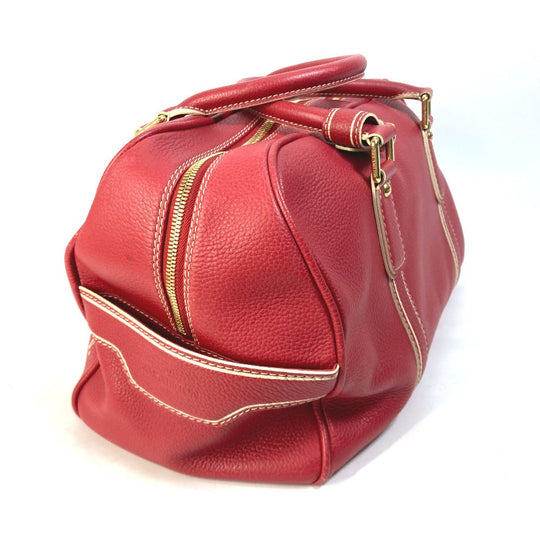 LOUIS VUITTON Boston Duffel bag M95140 leather Red Cariole Women Used Authentic