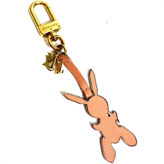 LOUIS VUITTON key ring M62734 leather pink Rabbit Jeff Koons Women Used Authentic