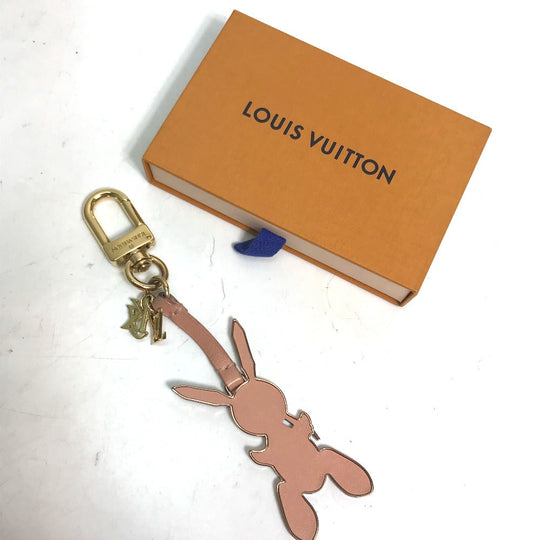 LOUIS VUITTON key ring M62734 leather pink Rabbit Jeff Koons Women Used Authentic