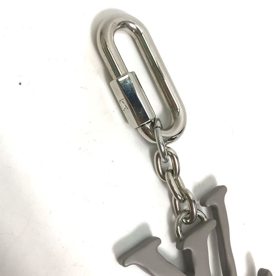 LOUIS VUITTON key ring MP2618 metal blue Bag charm Portocre LV Shape Rope mens Used Authentic