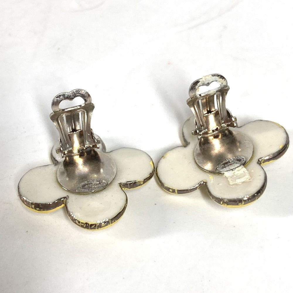 LOUIS VUITTON Earring ceramic white Flower flower Women Used Authentic