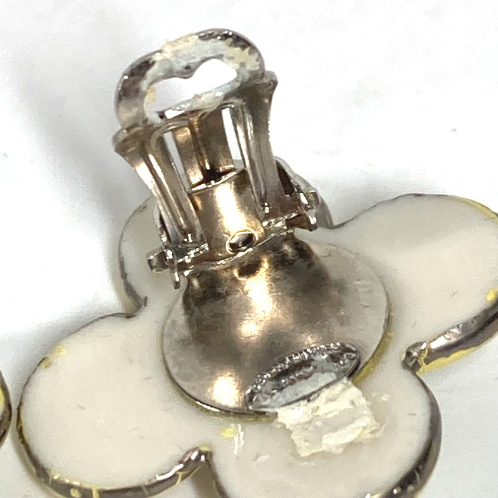 LOUIS VUITTON Earring ceramic white Flower flower Women Used Authentic
