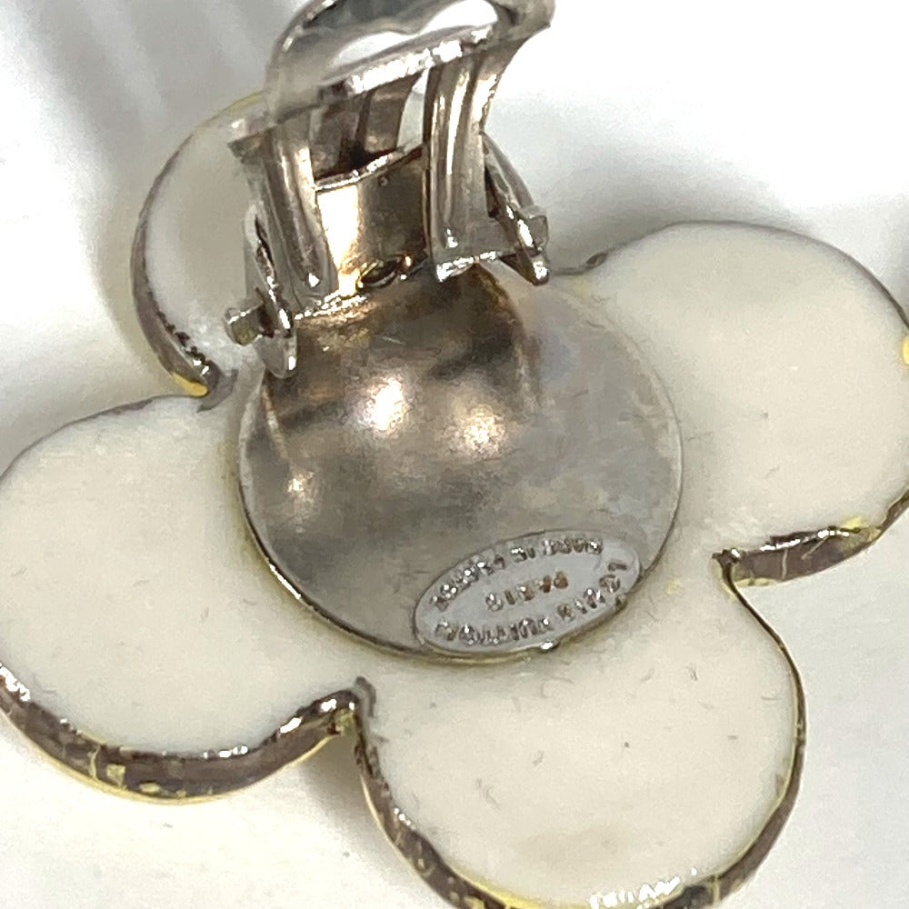 LOUIS VUITTON Earring ceramic white Flower flower Women Used Authentic