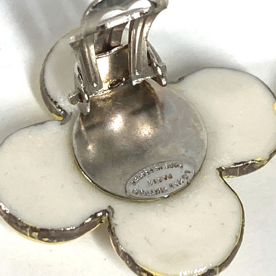 LOUIS VUITTON Earring ceramic white Flower flower Women Used Authentic