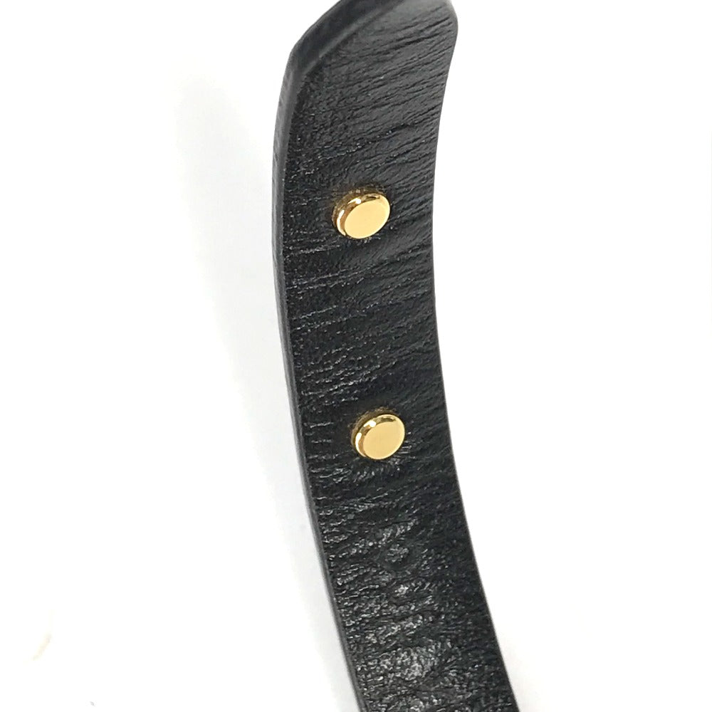 LOUIS VUITTON bracelet M8025F leather black Monogram Flower Cruiser Bracelet Women 17 Used Authentic